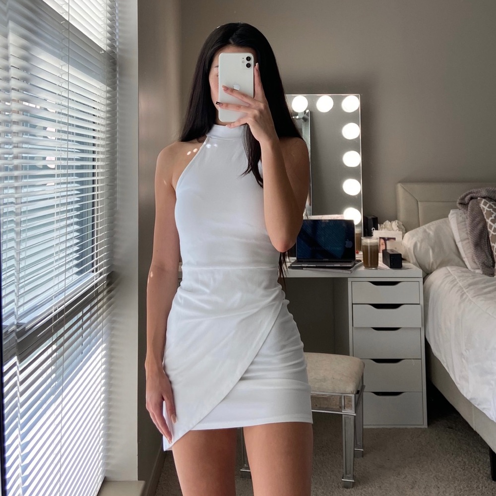Forever21 White Asymmetrical Bodycon Dress